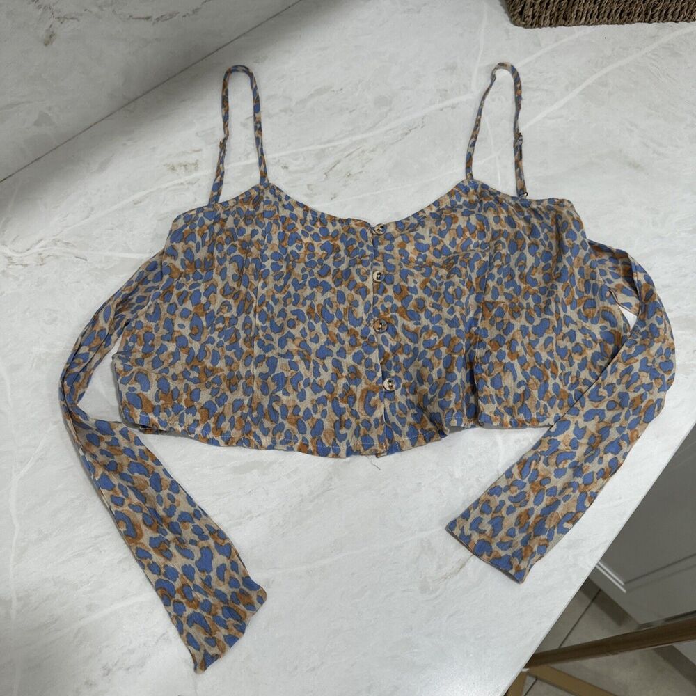 Amuse Society Blissed Out Cami Size Small Multi Color Leopard Print Tie Back EUC - Picture 6 of 9
